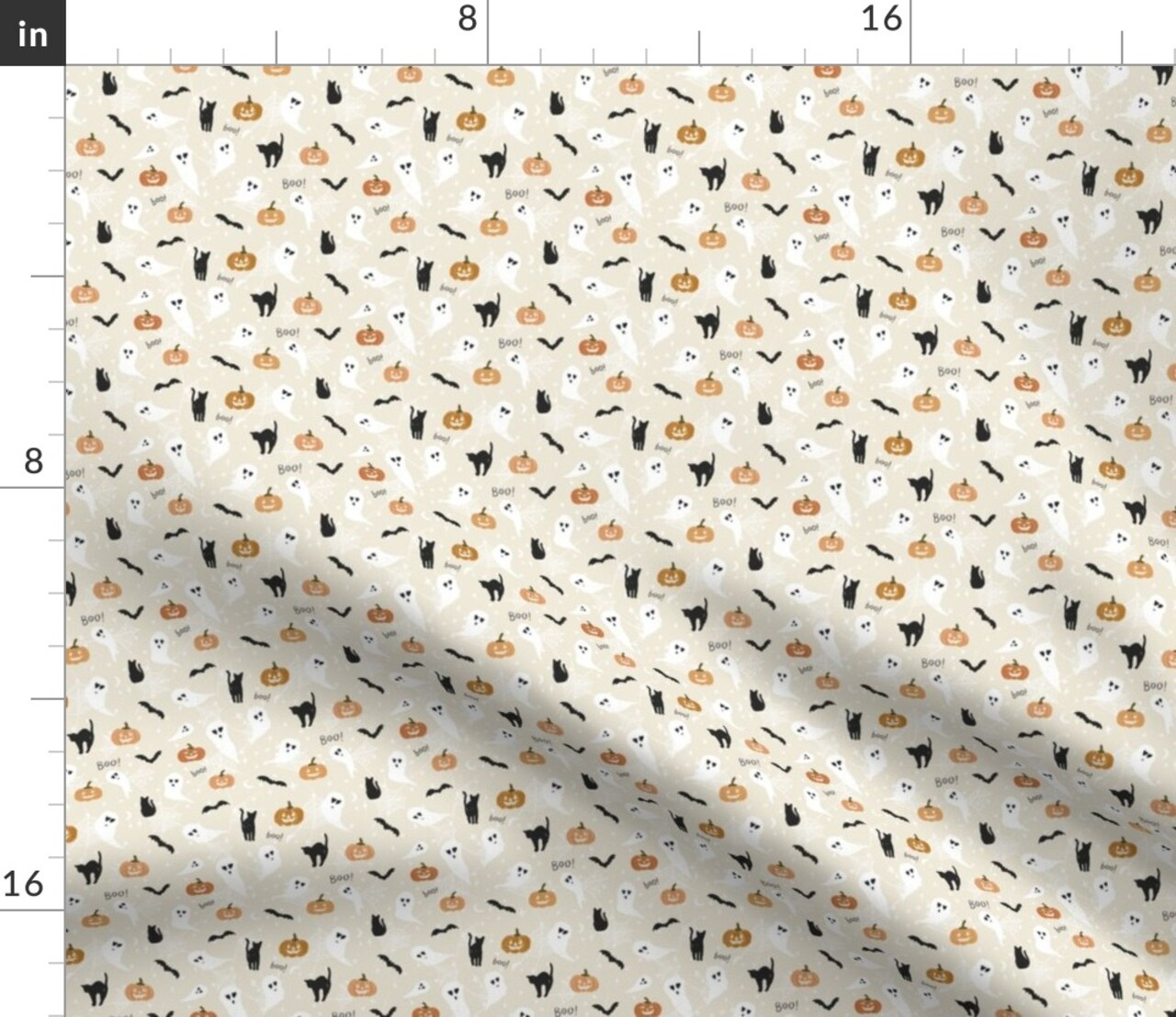 Small Halloween Pumpkins Bats Scale Ghost Mini Custom Printed Fabric by Spoonflower Various Fabrics by the Yard or Fat Quarter